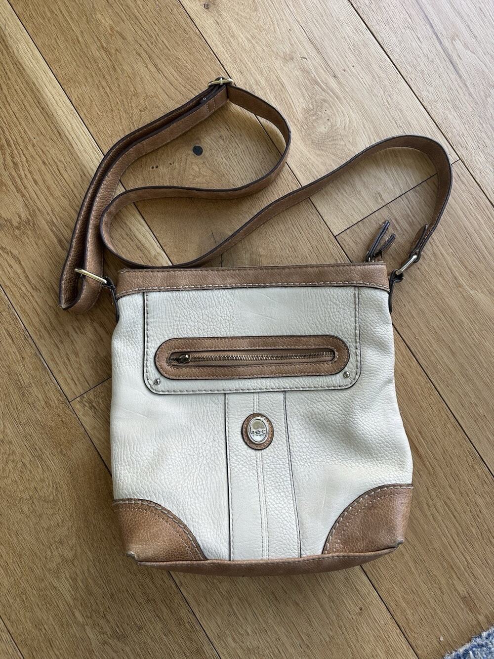 Vintage BOC Born Concepts Womens Cream And Brown Cross Body Bag